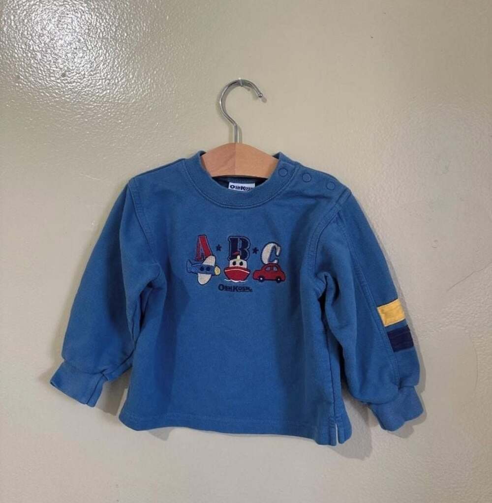 OshKosh B'gosh Vintage Blue ABC Transportation Sweatshirt Size 12-18M